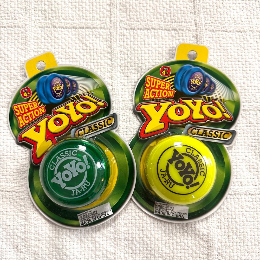 JA-RU Classic Yo-Yo‎ Super Action Set of 2 Green Yellow NIP 2006 VTG 00s